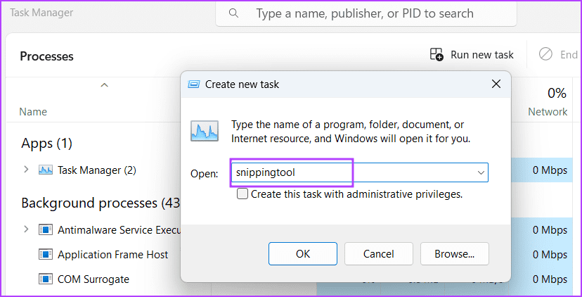 Open-Snipping-Tool-Using-Task-Manager-2 8 طرق سريعة لفتح أداة القص Snipping Tool على Windows