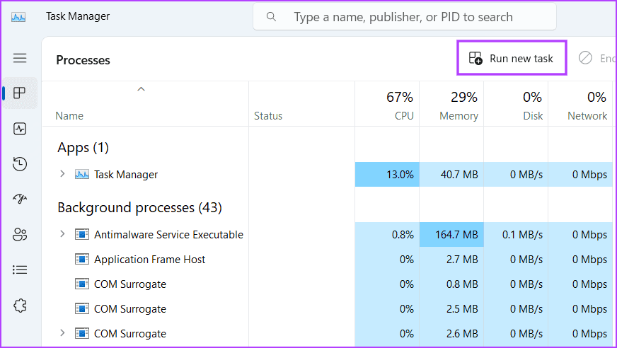 Open-Snipping-Tool-Using-Task-Manager 8 طرق سريعة لفتح أداة القص Snipping Tool على Windows