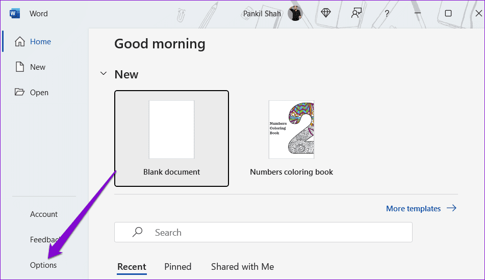 Open-Word-Options-1 أفضل 6 طرق لإصلاح خطأ عثر Word على محتوى غير قابل للقراءة في Windows