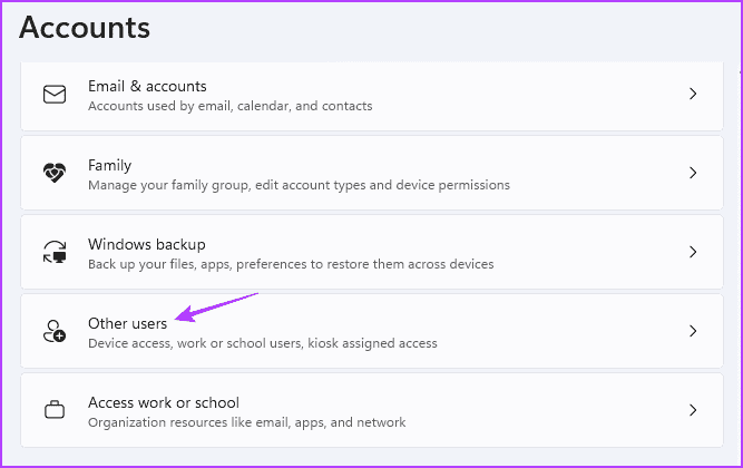 Other-users-option 6 طرق سريعة لعرض قائمة بجميع حسابات المستخدمين على Windows 11