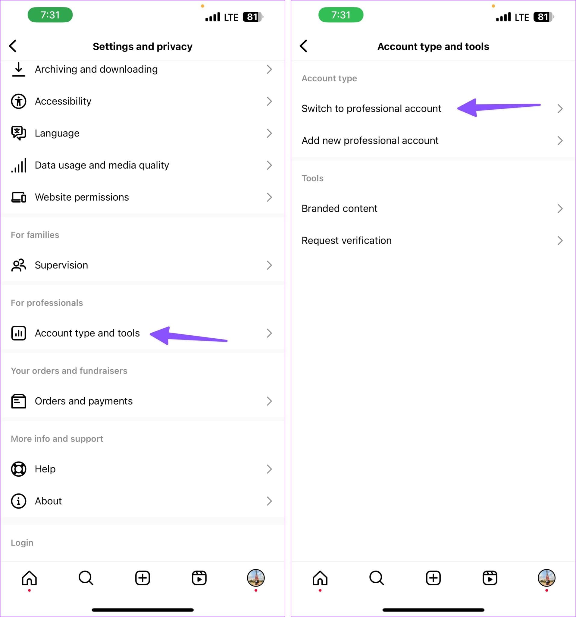 Professional-vs-Personal-account-on-Instagram-1-side-1912x2048-2 الحساب الاحترافي مقابل الحساب الشخصي على Instagram: افهم الاختلافات