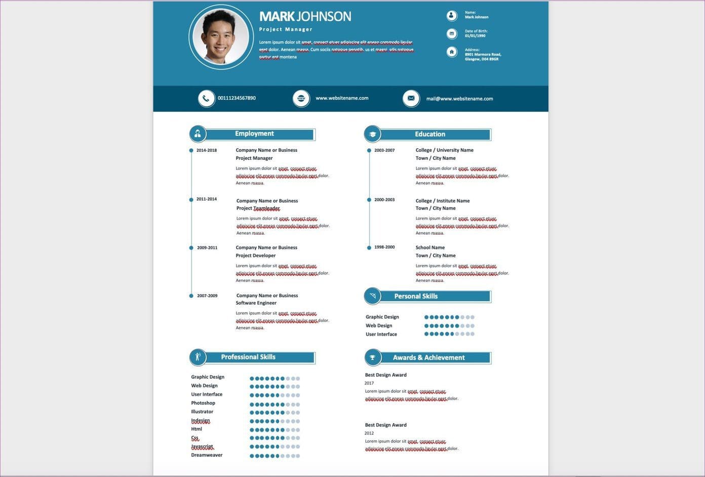Project-Manager-Resume_4d470f76dc99e18ad75087b1b8410ea9 أفضل القوالب لإنشاء سيرة ذاتية على Microsoft Word