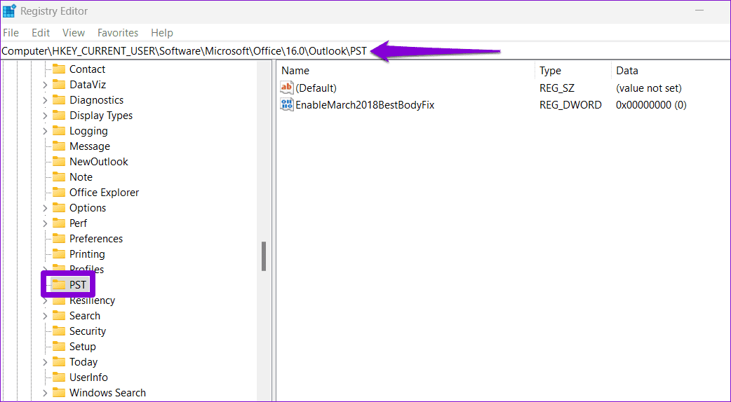 Registry-Editor-23 أفضل 5 إصلاحات لخطأ وصل ملف بيانات Outlook إلى الحد الأقصى للحجم في Windows