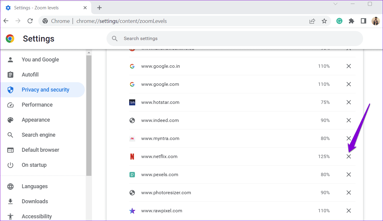 Reset-Zoom-Level-for-Specific-Website-in-Chrome كيفية تغيير إعدادات التكبير في Google Chrome