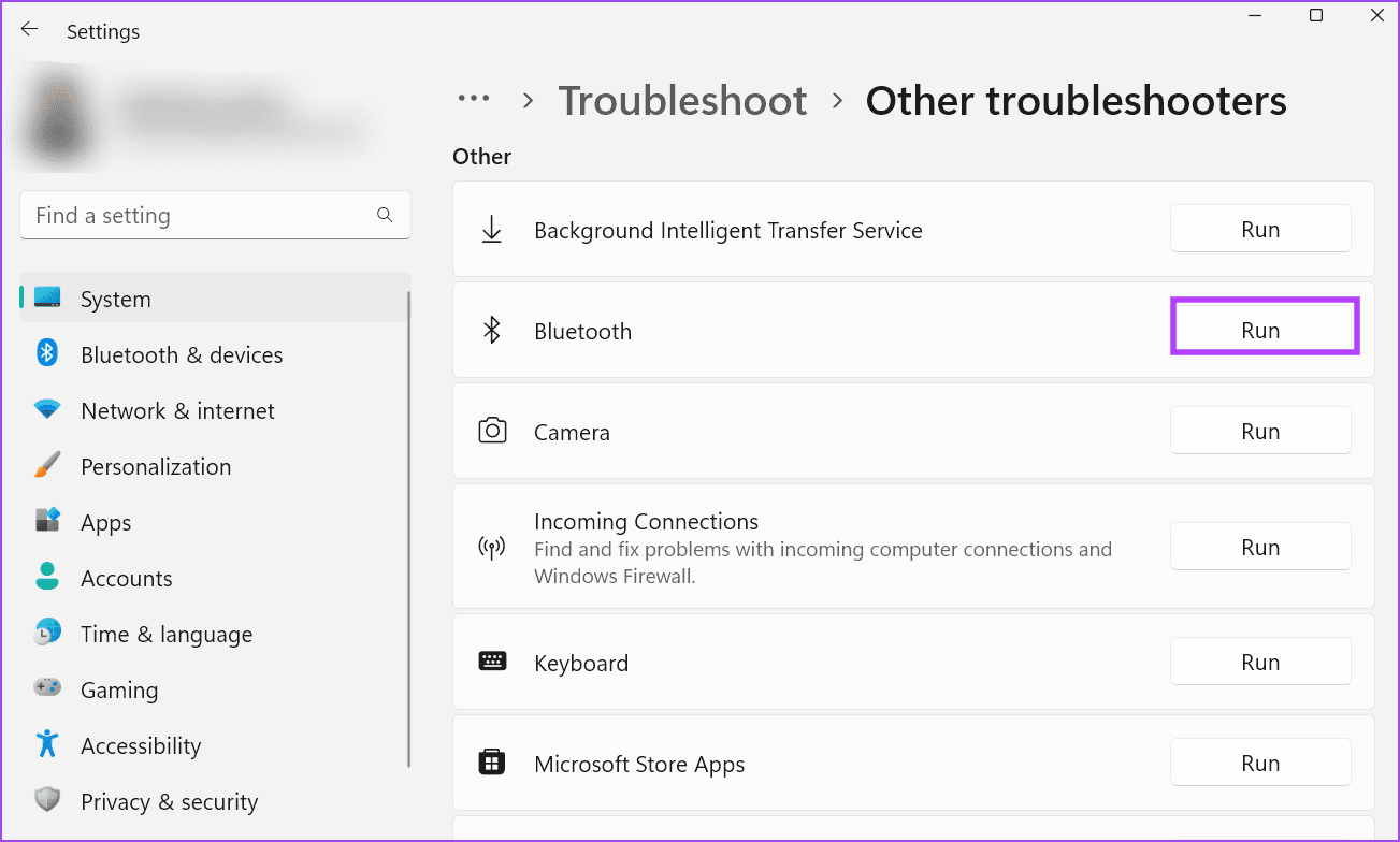 Run-Bluetooth-TroubleShooter-3 أفضل 8 طرق لإصلاح عدم عمل المشاركة القريبة Nearby Sharing على Windows 11