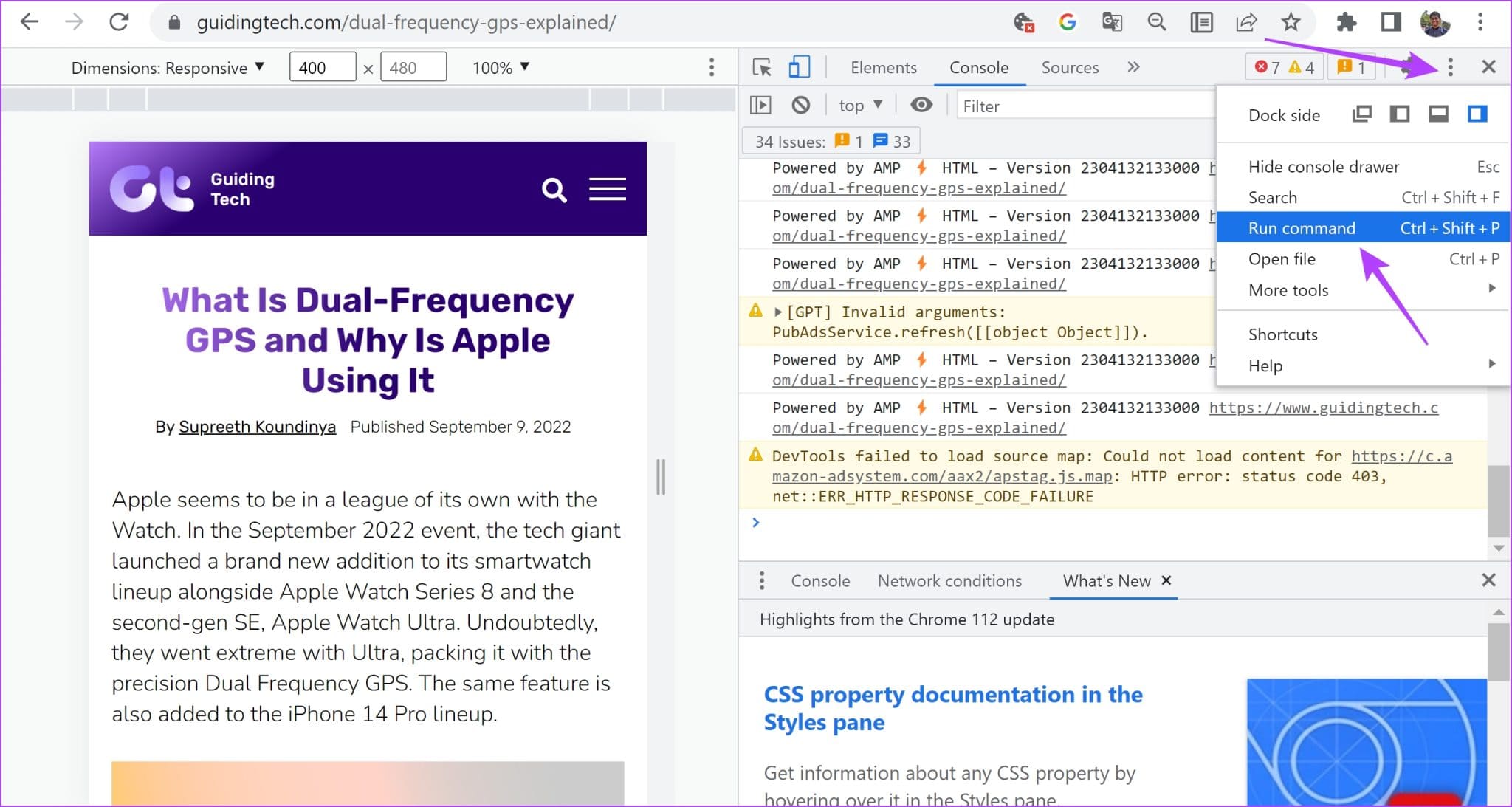 Run-Command-2-2048x1093-1 كيف تأخذ لقطات شاشة كاملة الصفحة على Google Chrome