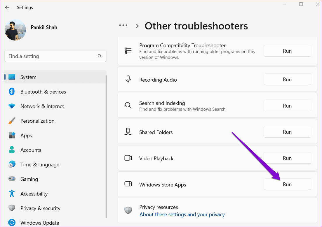 Run-Windows-Store-Apps-Troubleshooter-6 أفضل 8 إصلاحات لخطأ لن يعمل هذا التطبيق على جهازك في Microsoft Store