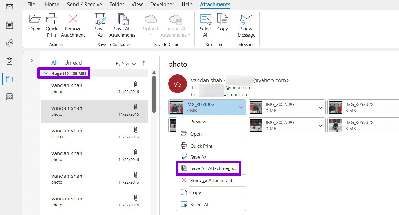 Save-Attachments-in-Outlook أفضل 5 إصلاحات لخطأ وصل ملف بيانات Outlook إلى الحد الأقصى للحجم في Windows