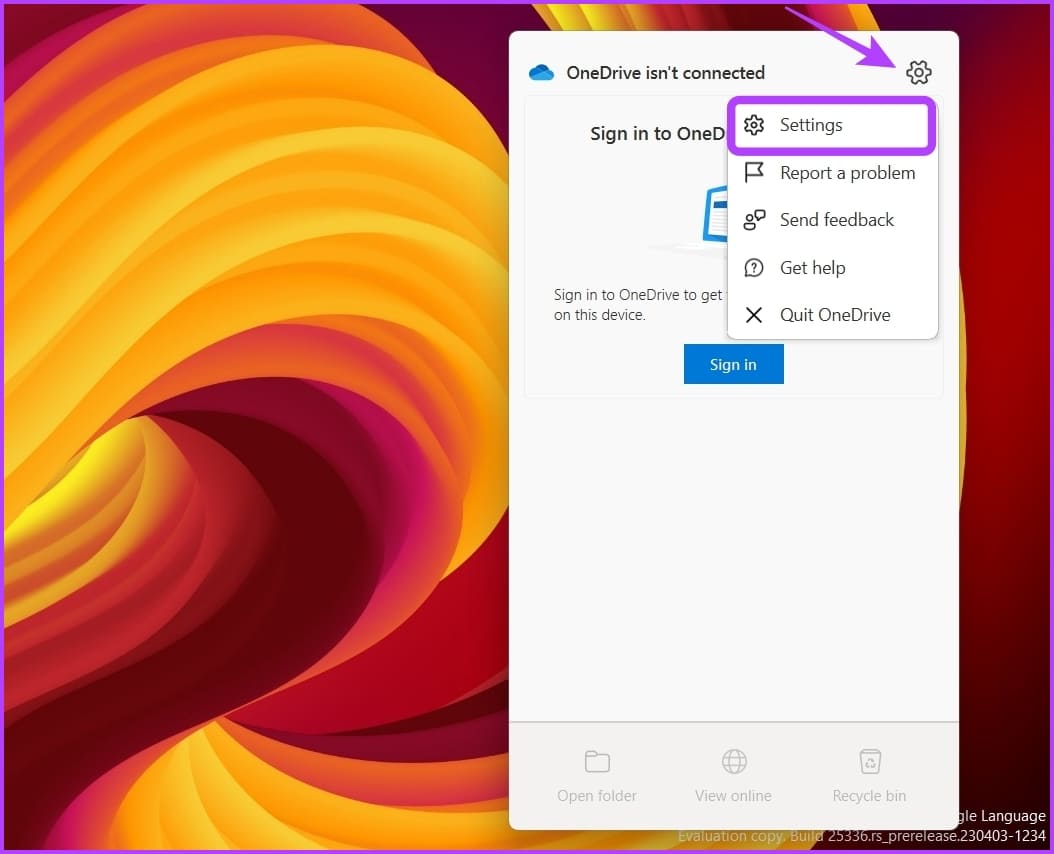 Settings-option أفضل 5 طرق للإصلاح مشكلة تسجيل الدخول إلى OneDrive على Windows 11