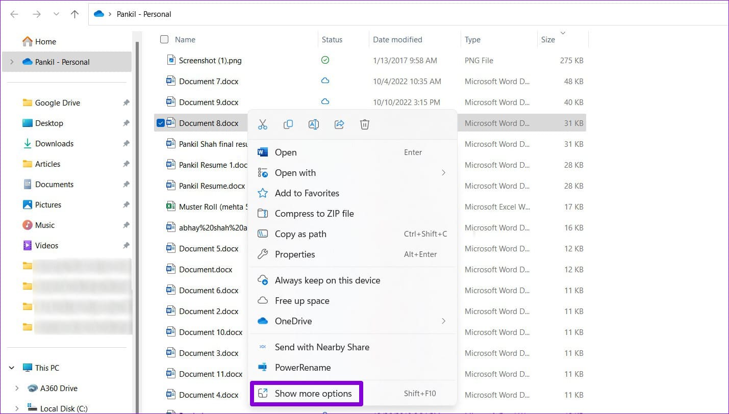 Show-More-Options-Menu أفضل 6 طرق لإصلاح خطأ عثر Word على محتوى غير قابل للقراءة في Windows