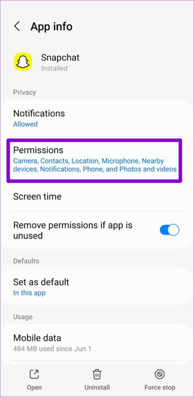 Snapchat-App-Permissions-2-500x1024-1 أهم 7 إصلاحات لعدم السماح بتصدير لقطات Snaps على Snapchat إلى الهاتف
