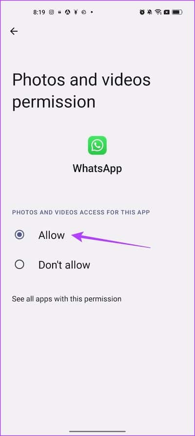 Tap-on-Allow-3 9 طرق لإصلاح تعذر إرسال مستندات متعددة على WhatsApp على Android