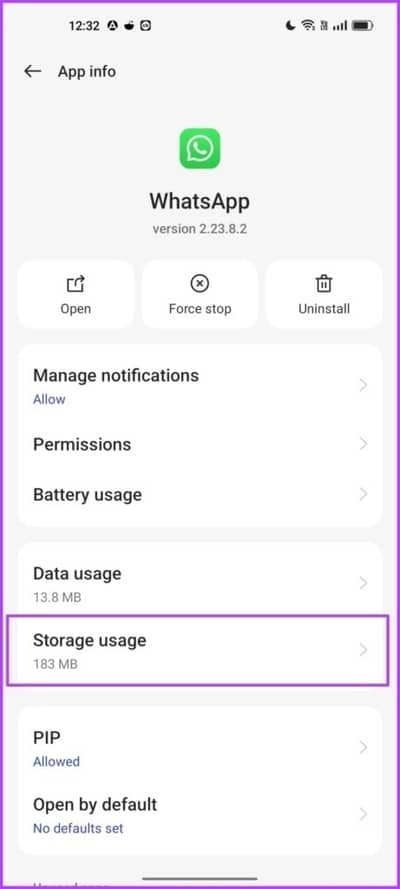 Tap-on-Storage-Usage 9 طرق لإصلاح تعذر إرسال مستندات متعددة على WhatsApp على Android