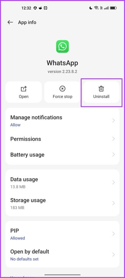 Tap-on-Uninstall 9 طرق لإصلاح تعذر إرسال مستندات متعددة على WhatsApp على Android