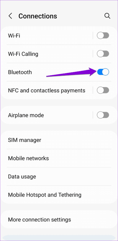 Turn-Bluetooth-On-or-Off-on-Android أفضل 8 طرق لإصلاح عدم العثور على أجهزة Bluetooth المجاورة على Android
