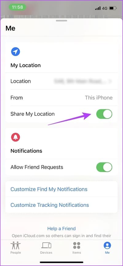 Turn-on-Toggle-for-Share-Location كيفية إصلاح "الموقع غير متوفر" على iPhone