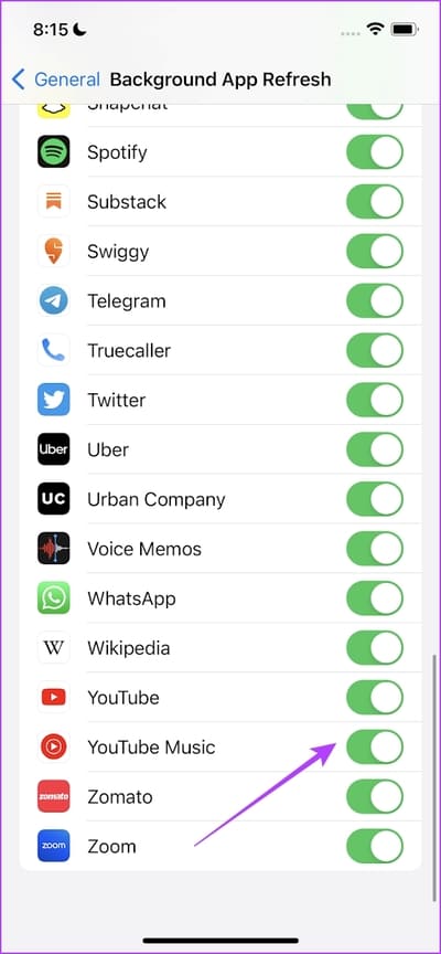 Turn-on-Toggle-for-YouTube-Music 10 طرق لإصلاح عدم عمل تطبيق YouTube Music في الخلفية