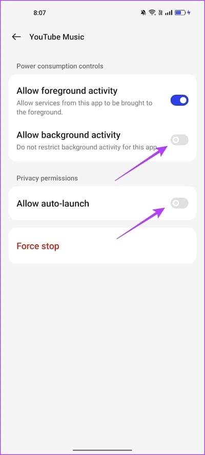 Turn-on-Toggles-2 10 طرق لإصلاح عدم عمل تطبيق YouTube Music في الخلفية