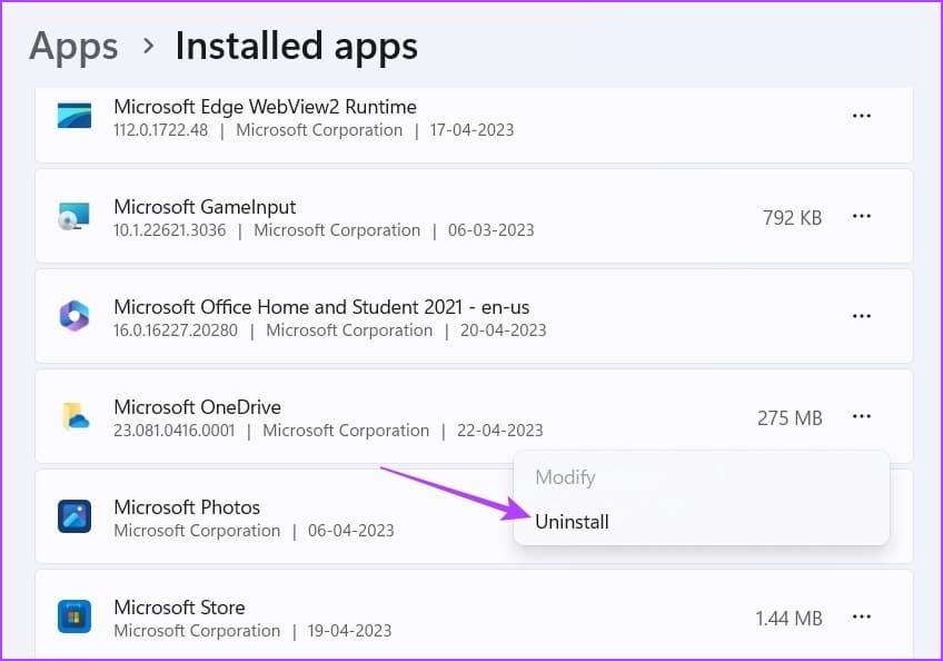 Uninstall-3 أفضل 6 طرق لإصلاح خطأ "عذرًا ، هناك مشكلة في خوادم OneDrive " على Windows 11