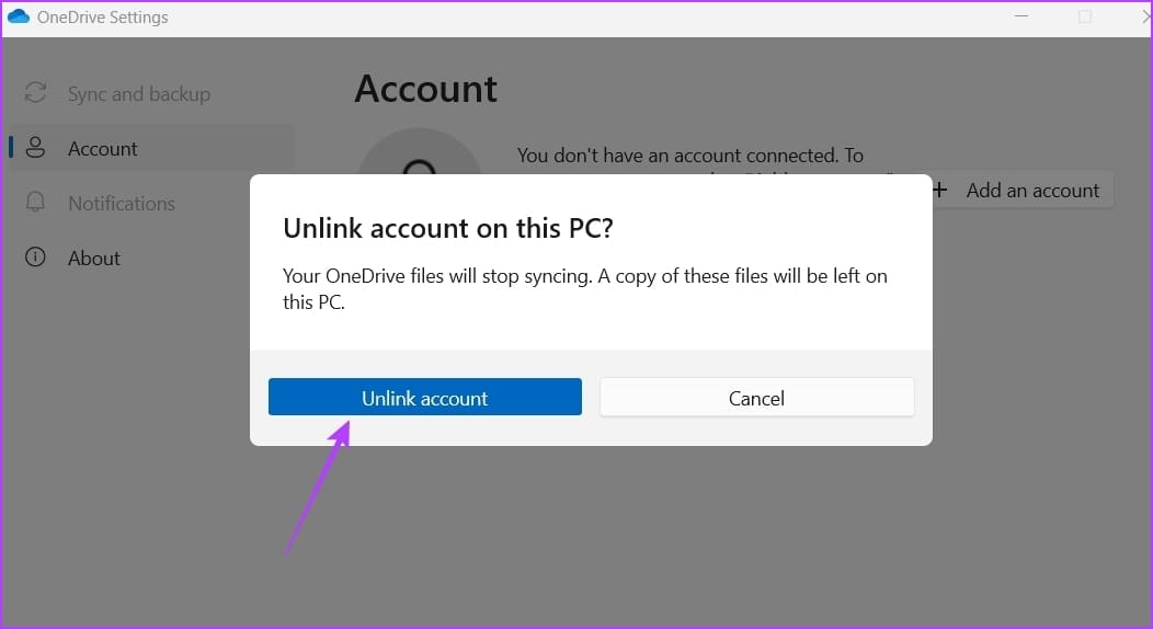 Unlink-Account أفضل 5 طرق للإصلاح مشكلة تسجيل الدخول إلى OneDrive على Windows 11