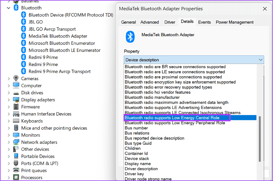 Verify-BLE-Support-On-Both-Devices-4 أفضل 8 طرق لإصلاح عدم عمل المشاركة القريبة Nearby Sharing على Windows 11