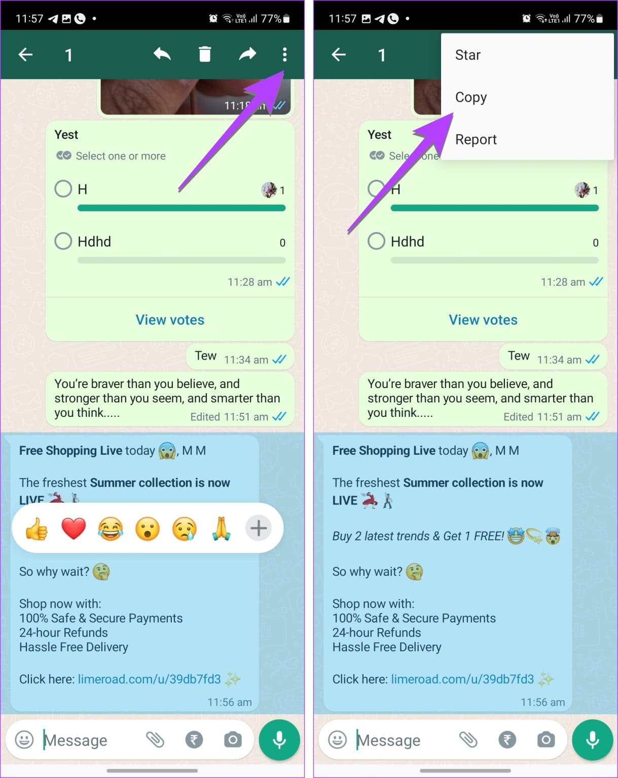 WhatsApp-Copy-Message-Android-1219x1536-1 3 طرق لتحرير رسالة WhatsApp