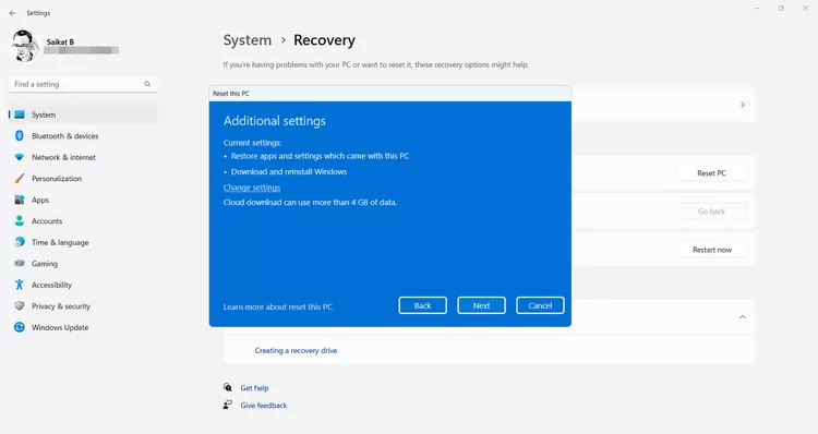 Windows11-Reset-Additional-Settings-5e35760e0d4040aa9031b6da350fae42 كيفية إعادة ضبط إعدادات المصنع لجهاز كمبيوتر يعمل بنظام Windows 11