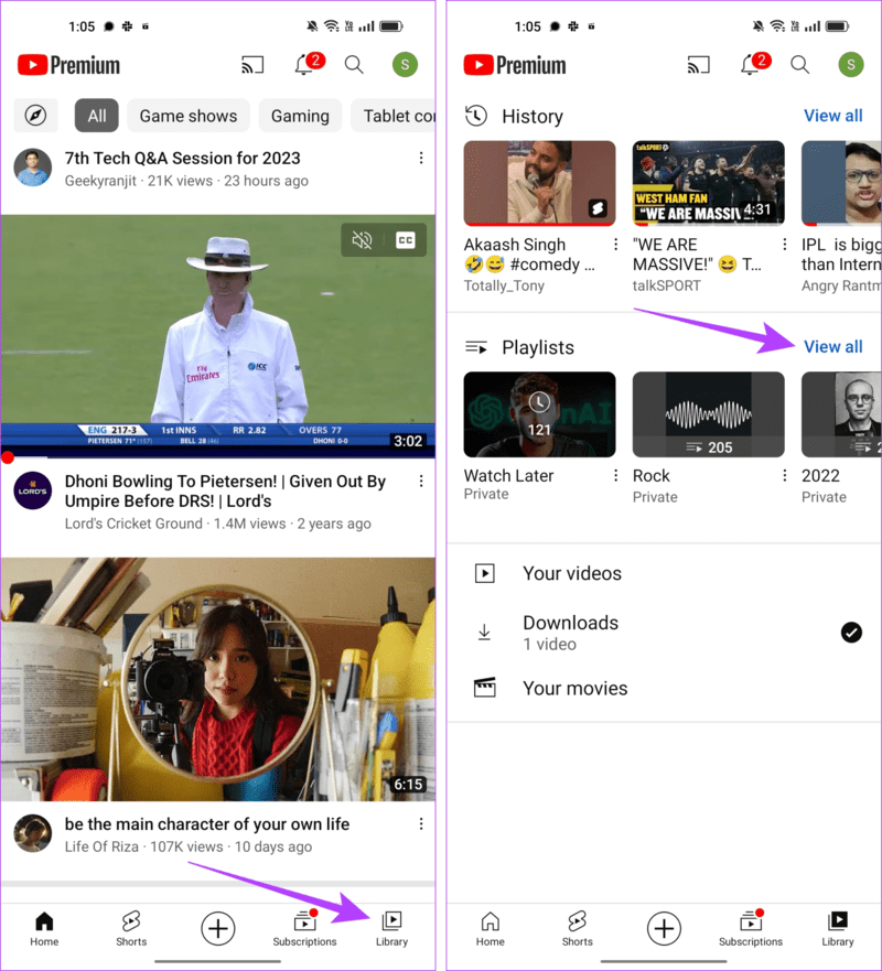 YouTube-Library-and-View-All-Playlists-1859x2048-1 كيفية إنشاء قائمة تشغيل YouTube خاصة وإخفاؤها على iPhone و Android والويب
