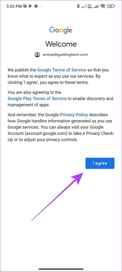 agree-to-google-terms-and-conditions-to-add-a-new-account-on-play-store 12 طريقة لإصلاح مشكلة "حدث خطأ ما" في Play Store