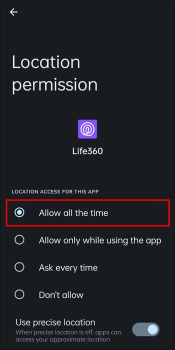 allow-all-the-time لا يتم تحديث Life360 - كيفية الإصلاح