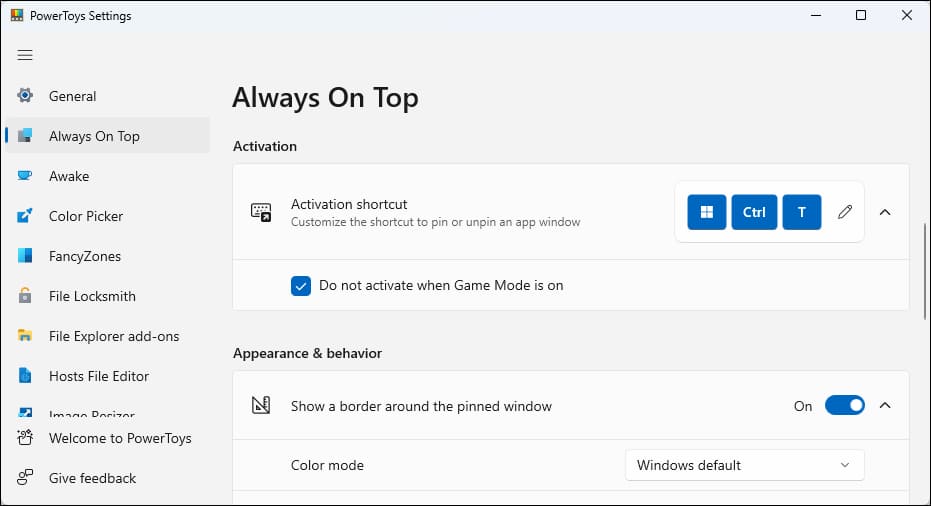 always-on-top-settings 5 طرق لجعل النافذة دائمًا في المقدمة على نظام التشغيل Windows 10 أو Windows 11