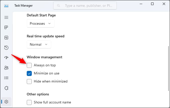 always-on-top-task-manager 5 طرق لجعل النافذة دائمًا في المقدمة على نظام التشغيل Windows 10 أو Windows 11