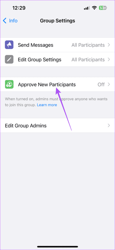 approve-new-participants-whatsap-group-mobile-1-474x1024-1 كيفية الموافقة على مشاركين جدد في مجموعة WhatsApp على الهاتف المحمول وسطح المكتب والويب