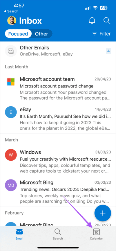 calendar-outlook-iphone-711x1536-1 كيفية إضافة تذكيرات إلى تقويم Outlook على الهاتف المحمول وسطح المكتب
