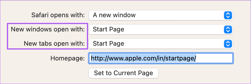 change-start-page-settings-safari-mac-3 كيفية تغيير محرك البحث الافتراضي في Safari على iPhone و iPad و Mac