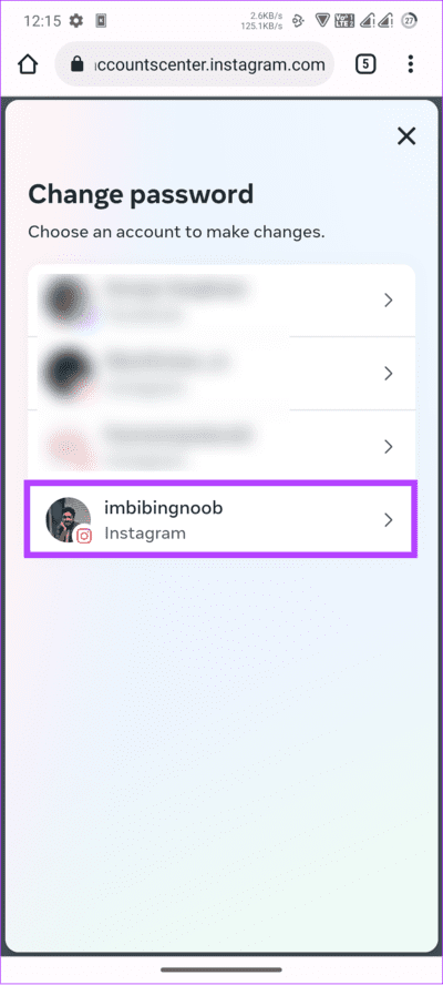 choose-your-account-to-chnage-instagram-password كيفية تغيير كلمة مرور Instagram على Android و iPhone وسطح المكتب