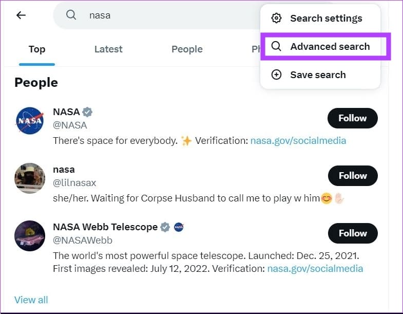 click-on-advanced-search كيفية استخدام البحث المتقدم في Twitter: الدليل النهائي
