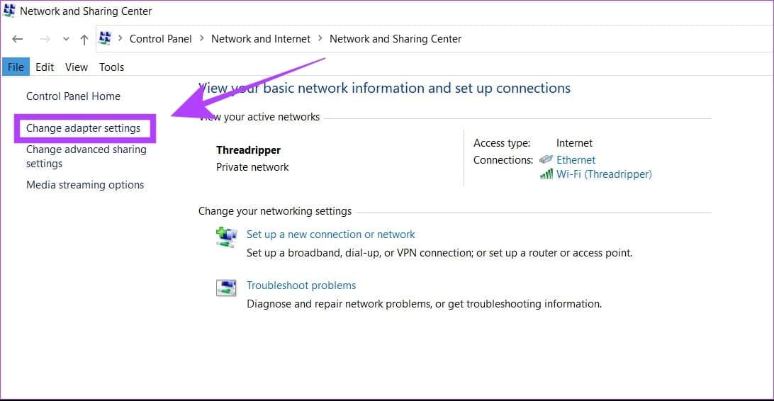 click-on-change-adapter-settings كيفية استخدام Wi-Fi و Ethernet في نفس الوقت في Windows