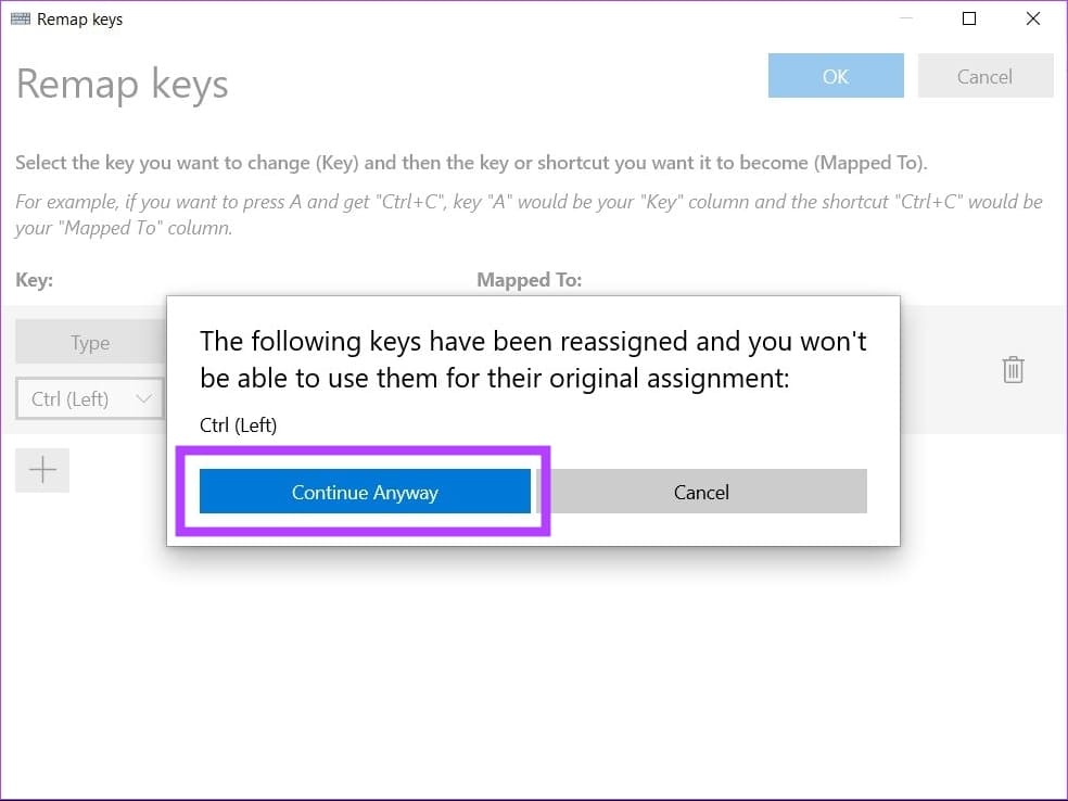 click-on-continue-anyway طريقتان لإعادة تعيين مفاتيح لوحة المفاتيح في Windows 11