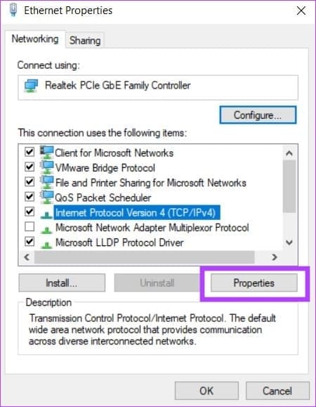 click-on-properties-1 كيفية استخدام Wi-Fi و Ethernet في نفس الوقت في Windows