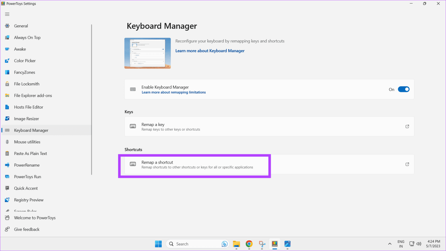 click-on-remap-a-shortcut-1536x865-1 طريقتان لإعادة تعيين مفاتيح لوحة المفاتيح في Windows 11