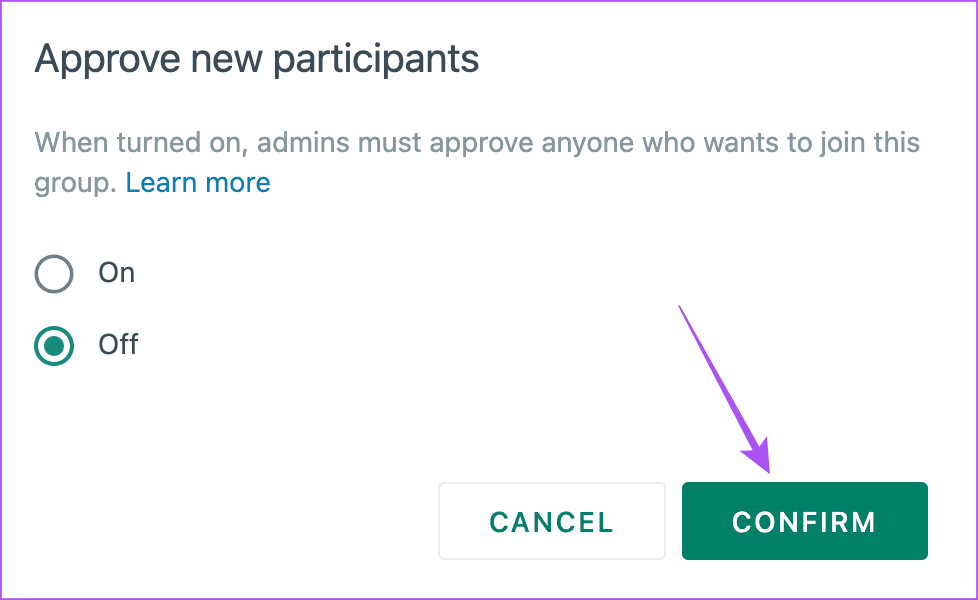 confirm-approve-new-parricipant-whatsapp-desktop كيفية الموافقة على مشاركين جدد في مجموعة WhatsApp على الهاتف المحمول وسطح المكتب والويب