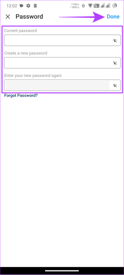 enter-the-new-password-and-tap-done-1-692x1536-1 كيفية تغيير كلمة مرور Instagram على Android و iPhone وسطح المكتب