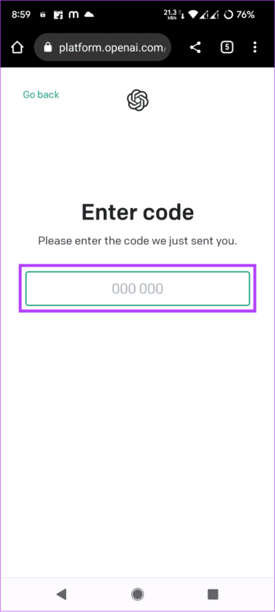 enter-the-verification-code-461x1024-1 كيفية الحصول على ChatGPT و Bing Chat على هواتف Android