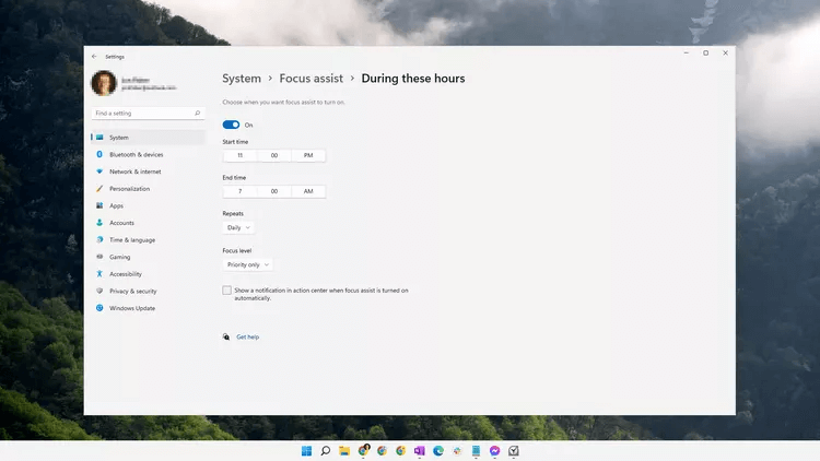 focus-assist-during-these-times-ffc5eb72acc14bbbb4c54be3906161f8 كيفية استخدام Focus Assist في Windows 11