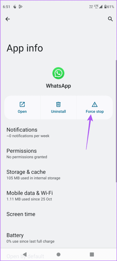 force-quit-whatsapp-app-info-android-461x1024-1 أفضل 7 إصلاحات لعدم ظهور حالة الكتابة في WhatsApp على iPhone و Android