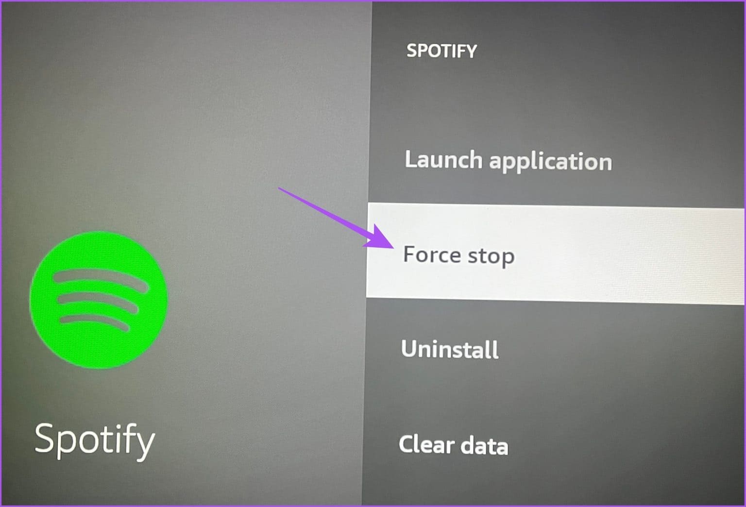 force-stop-spotify-fire-tv-stick-1536x1044-1 أفضل 5 إصلاحات لعدم Spotify على Amazon Fire TV Stick
