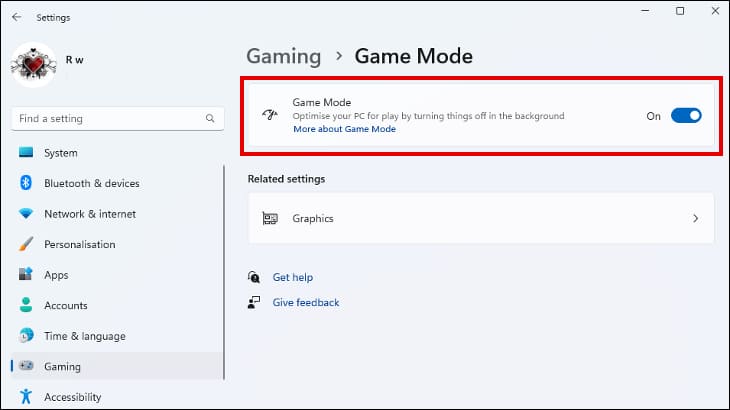 game-mode 8 إعدادات يجب على اللاعبين تعديلها في Windows 11