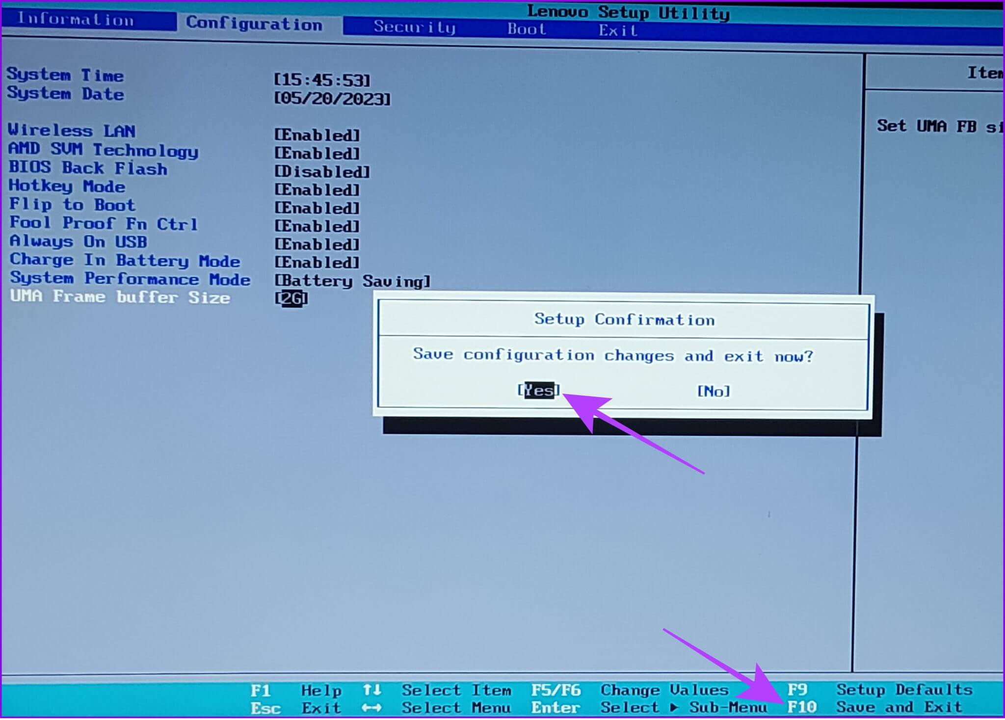 hit-save-and-exit-2048x1467-1 4 طرق لزيادة ذاكرة الوصول العشوائي للفيديو (VRAM) في Windows