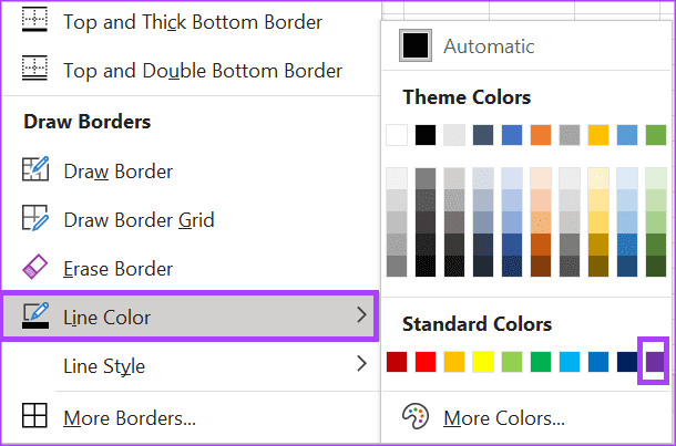 how-to-change-border-color-in-microsoft-excel-9 كيفية تغيير لون الحدود في Microsoft Excel